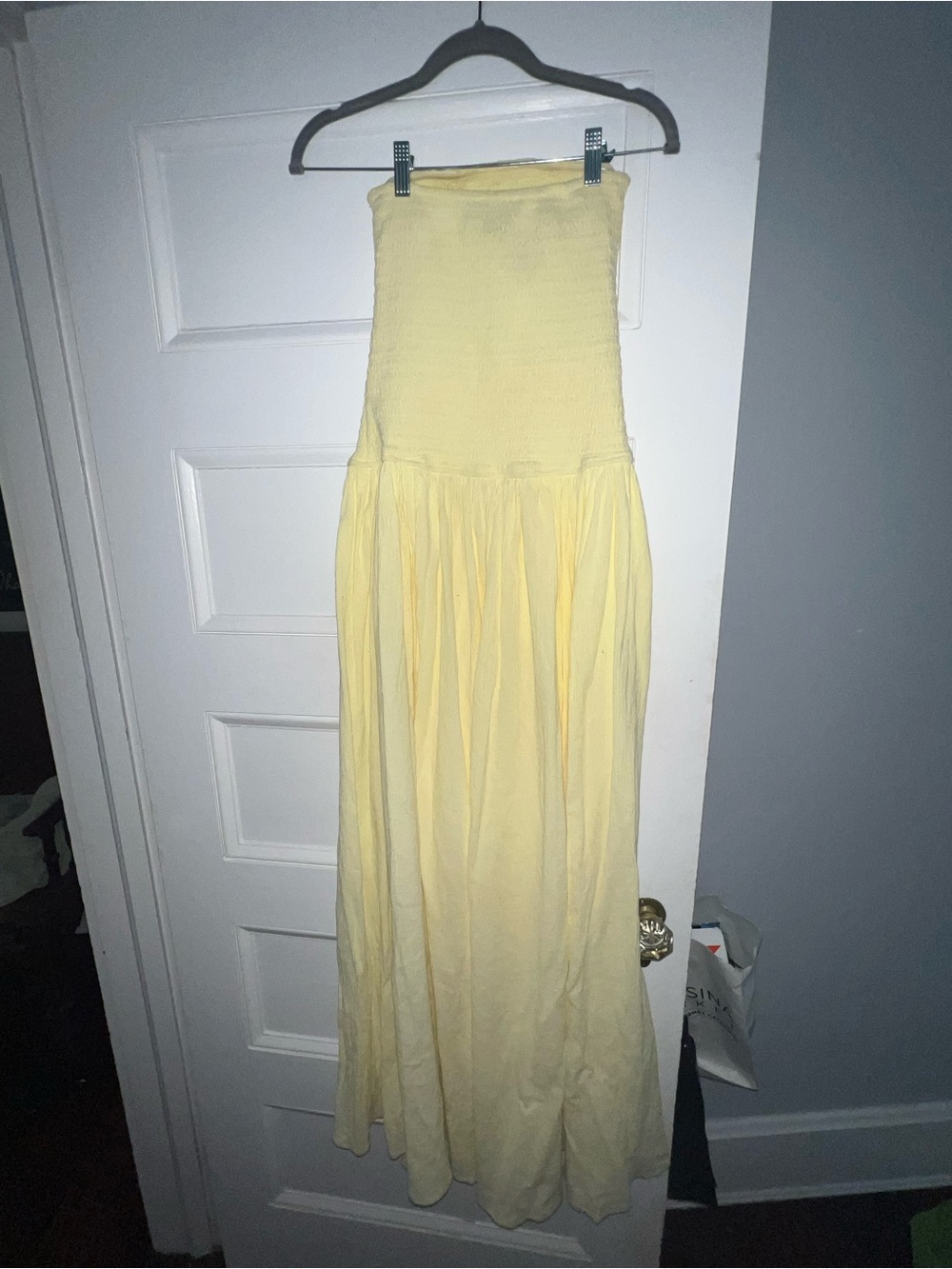 Meshki Strapless Smocked Maxi Dress in Lemon - Picture 3 of 4